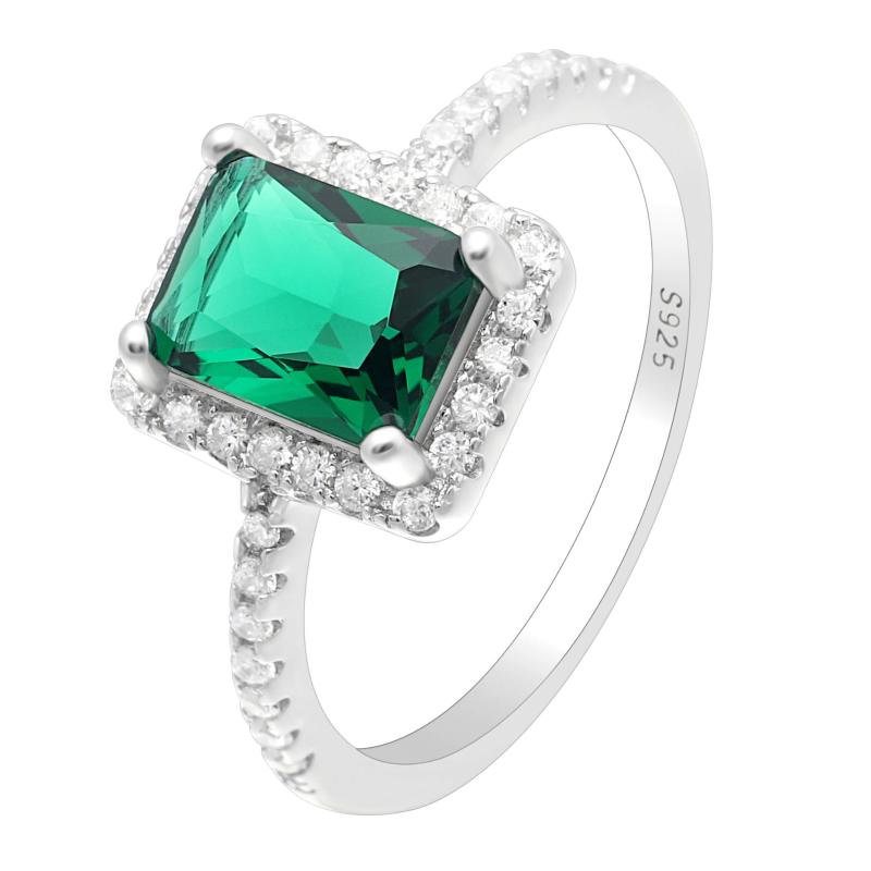 

Luxury Women Engagement Jewelry Silver Color Big 5A Green Red Purple CZ Crystal Zircon Square Female Wedding Finger Rings