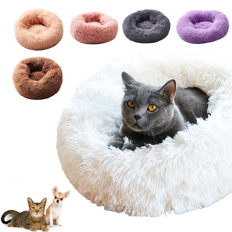 

Long Plush Cat Dog Bed House Soft Round Cat Bed Pet Dog For Small Dogs Cats Nest Winter Warm Deep Sleeping Puppy Mat
