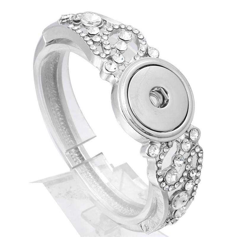

New Snap Bracelet DIY Charms Crystal Bracelets Bangles With Flower Fit 18mm Snap Buttons For Women Jewelry ZE373