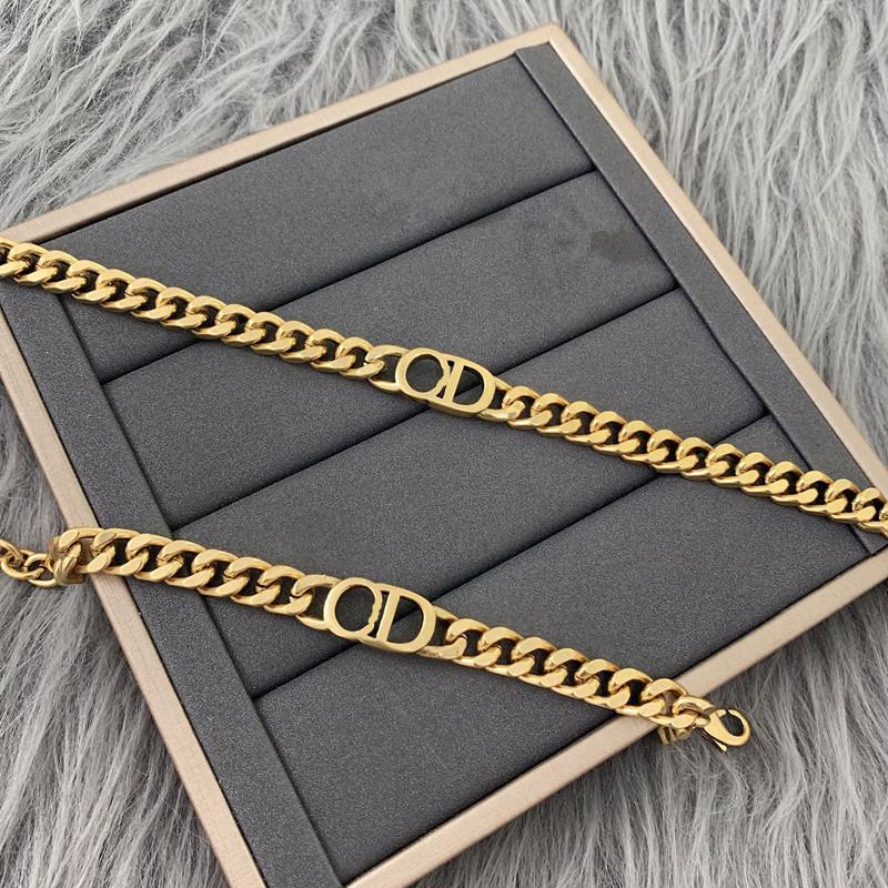 

Fashion copper D letter 14k gold cuban link chain necklace bracelet for mens and women Party lovers gift hip hop jewelry With BOX