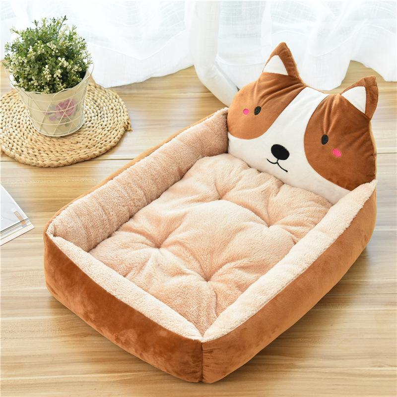 

50 Short Plush Pet Animal Beds For Small Large Dogs Pad Shaped Cat Pets Sofa Bed Basket Kennels Lounger Soft House Cartoon Warm, Yellow tiger