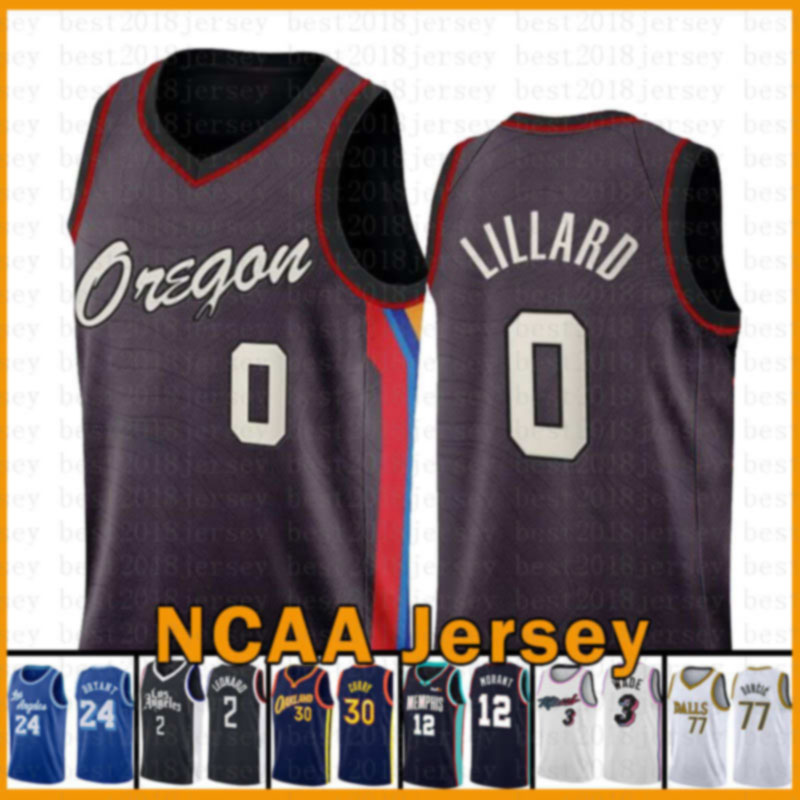 

Damian 0 Lillard Portland Trail Blazer basketball Jersey 2020 2021 New Blazer Jimmy 22 Butler Luka Tyler 14 Herro 77 Doncic Murray, Black;red