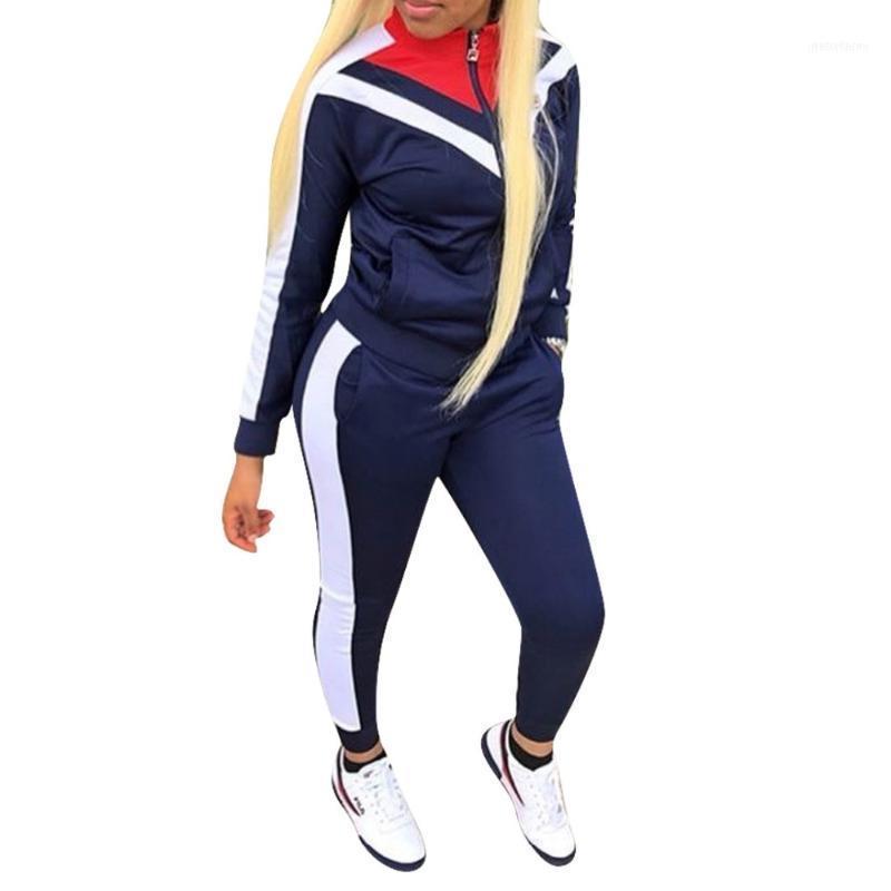 

Full Sleeve Patchwork Sexy Autumn Winter Tracksuit Women Set Outfit Fashion Two Pieces Suits Casual Overalls Black Red Jumpsuits S-3XL11, Blue