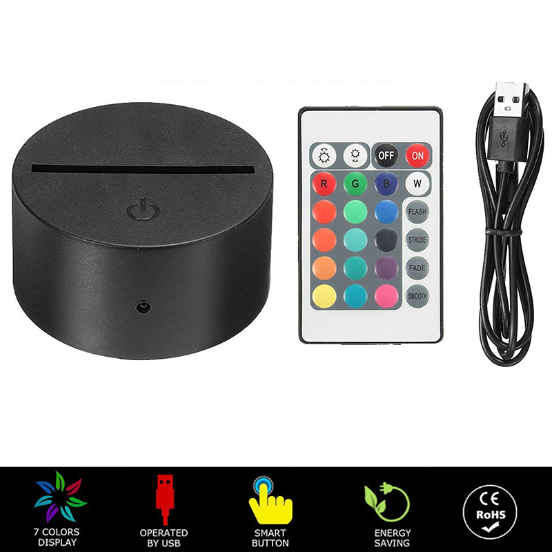 

portable abs remote control touch sensor switch multicolor 3d led light night lamp base table decor holder porta lampada night lights