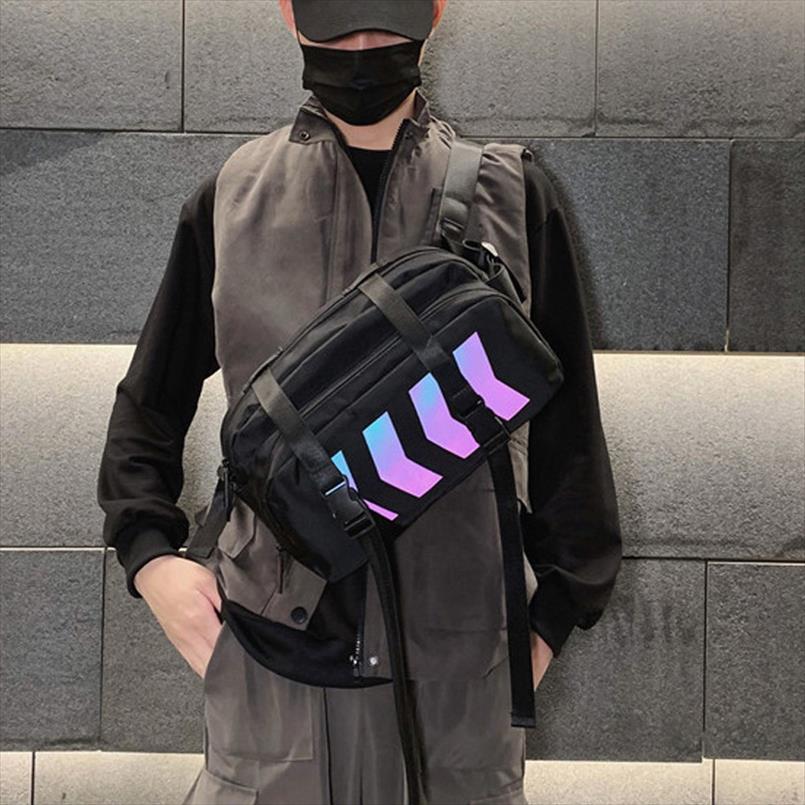 

Men Chest Bag Reflective Waist Bag Pack Men Oxford Casual Travel Belt Hip hop Fanny Pack Large Capacity Chest Phone Pocket, Black