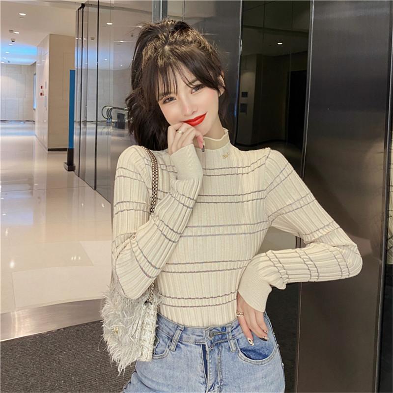 

Real shot design sense niche gentle wind sweater women autumn 2020 new foreign style long-sleeved top bottoming shirt, Black