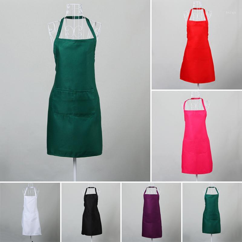 

Chef Apron Washable Polyester Dual Pockets Unisex Kitchen Pinafore For Waiter Black/ White/ Rose/ Orange-Red/ Purple/ Green1