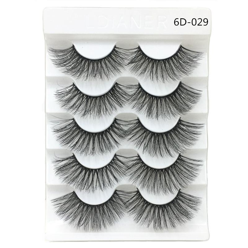 

QUXINHAO 5 pairs of 6D eyelashes natural mink false eyelashes thick and multi-layered handmade