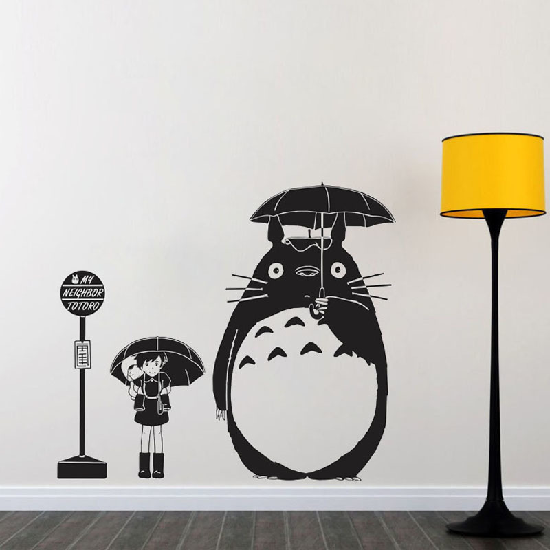 

Bus Stop Wall Decal My Neighbor Totoro Removable Interior Vinyl Stickers For Kids Rooms Animal Art Mural Umbrella Pattern SYY543 201203