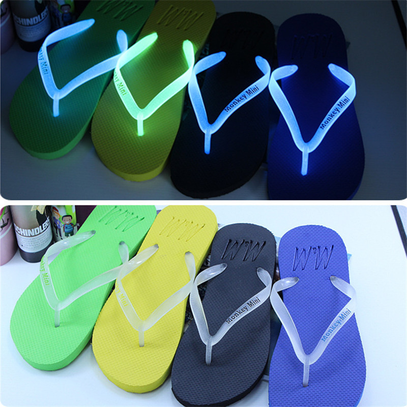 

Men Soft Jelly Sleepers Transparent Light Cool Slides Beach Summer Unisex Flat Bright Glow Flip Flops Clear Casual Shoes J1209, Black