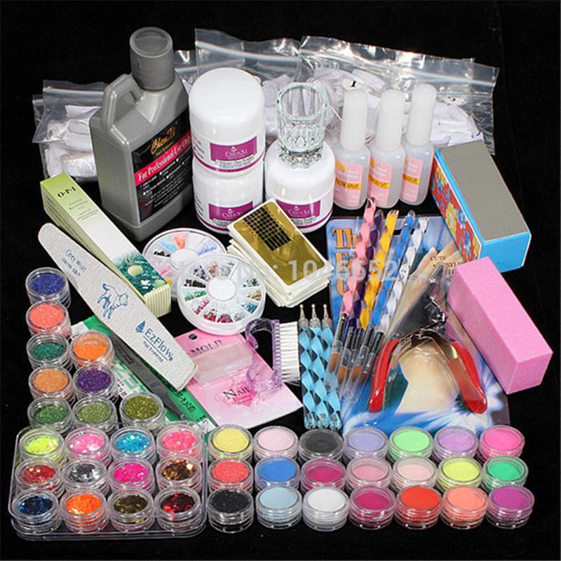 

Professional 42 Acrylic Liquid Powder Glitter Clipper Primer File Nail Art Tips Tool Brush Tools Set Kit new BTT-94