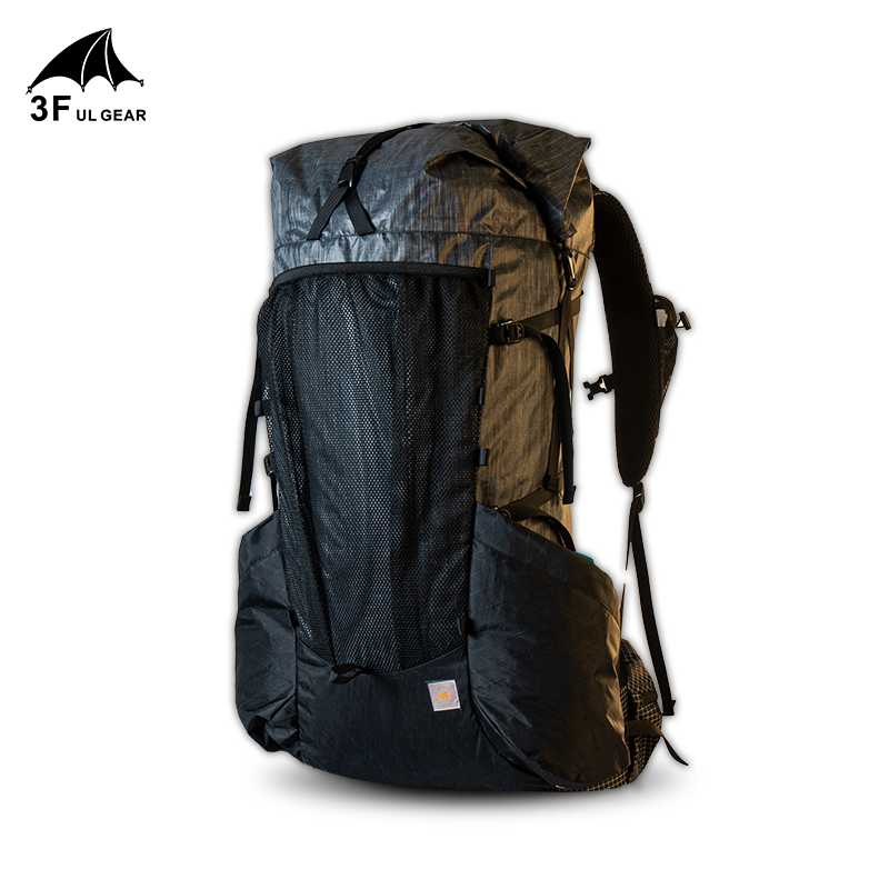

3F UL GEAR Lightweight Durable Travel Camping Hiking Backpack Outdoor Ultralight Frame Packs YUE 40+10L XPAC & UHMWPE & LS21, Uhmwpe black s