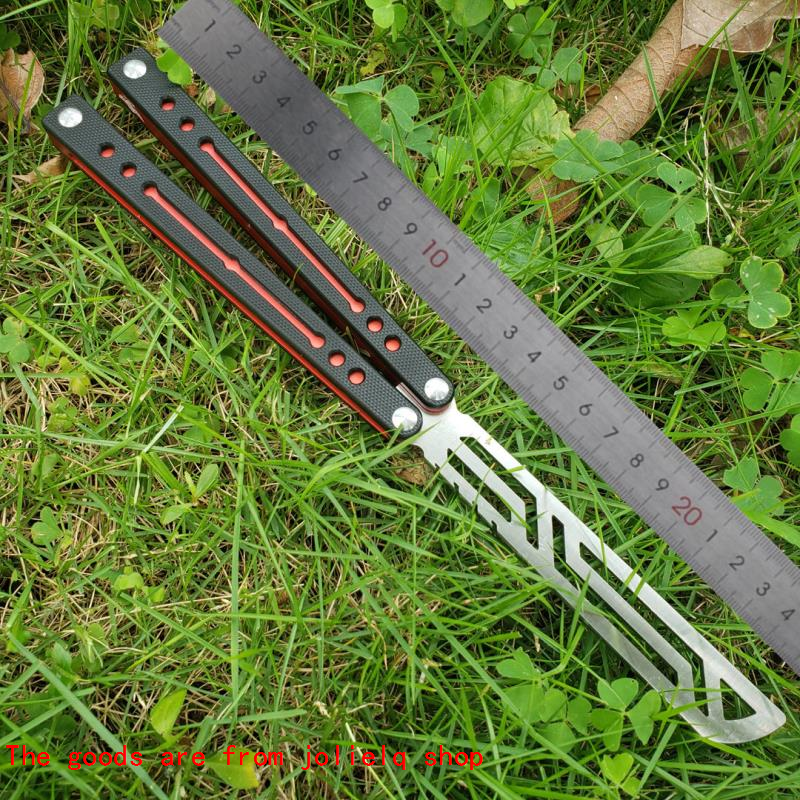

Knife trainer knife Butterfly Black Black in Nautilus Channel aluminum+G10 Handle 440 blade Bushing system tactical folding QYNF iYM0p