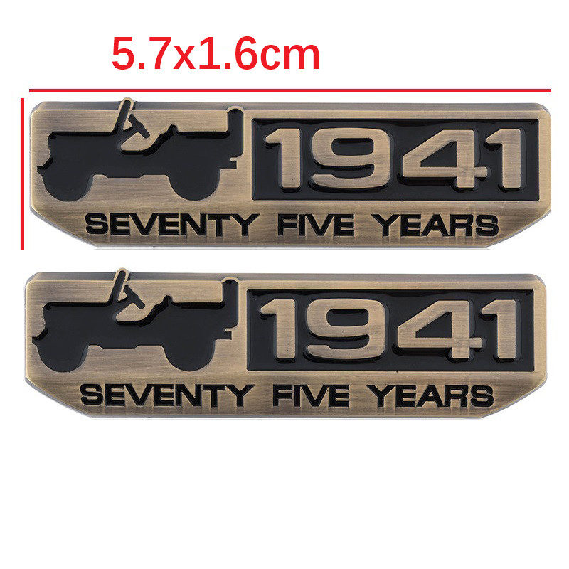 

2pcs Sticker for Jeep 1941 Renegade Compass Wrangler jk Grand Cherokee Patriot Liberty Rubicon Alloy Side Emblem, Black