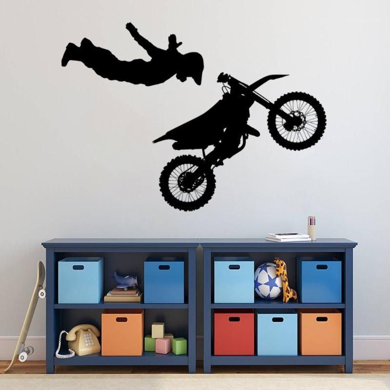

No Hand Motocross Air Stunt Tricks Wall Sticker Motorbike for Home And Motor Garage Decoration Removable A0025341
