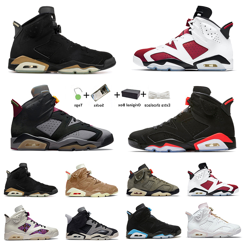 

2022 Jumpman 6 6s mens basketball shoes sneakers TS Travis Black Cat bull Olive UNC Tech Chrome Marron Electric Green DMP men outdoor trainers sports shoe With box, Item#33