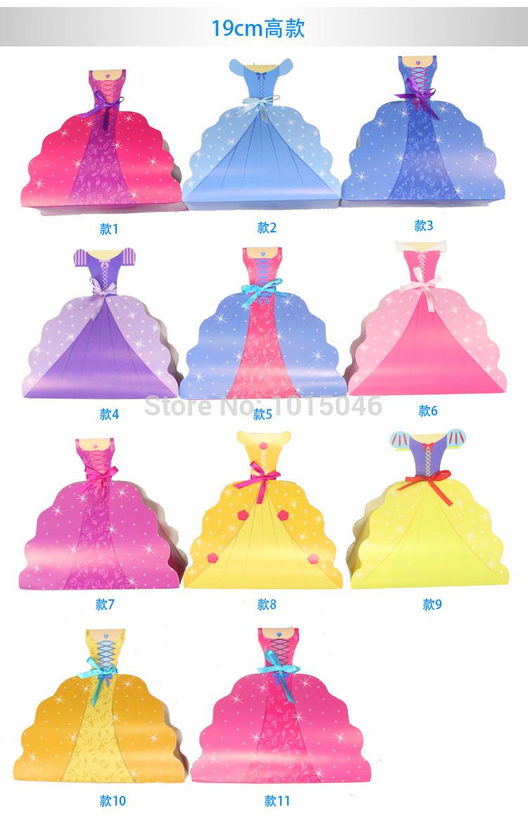 

Free Shipping 10 X 19CM Height Child Birthday Party Supplies Princess Skirt Folding Gift Box Candy Box