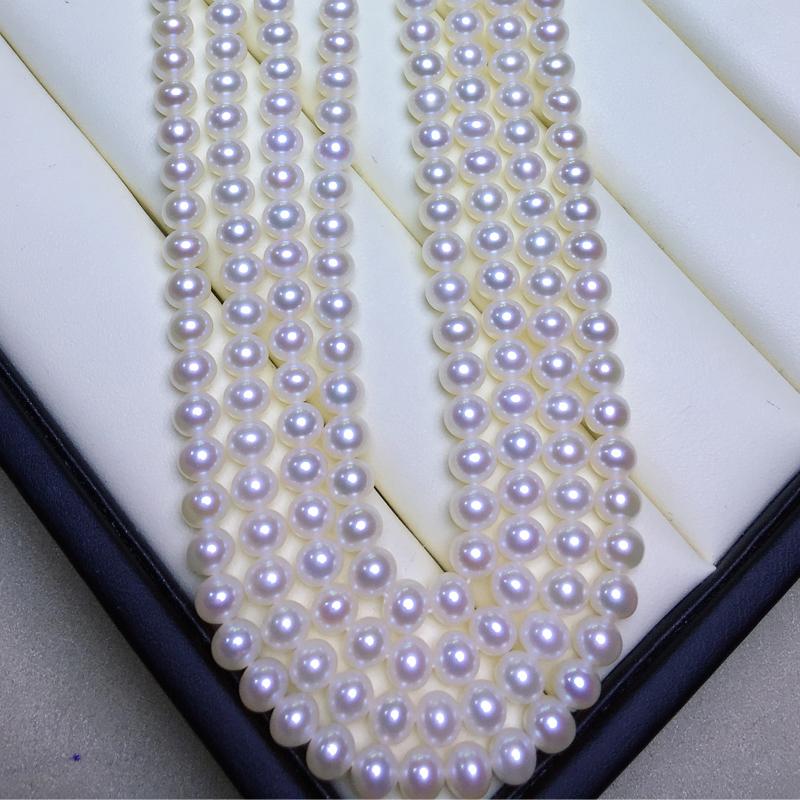

Freshwater Pearl necklace Round shape with Size 5-5.5mm perfect/great lusterfor Jewelry DIY loose pearl strands
