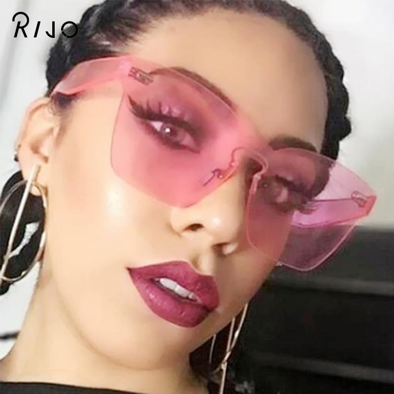 

Sunglasses Outdoor Square Large Frame Ladies Fashion Frameless Multicolor Goggles Retro1