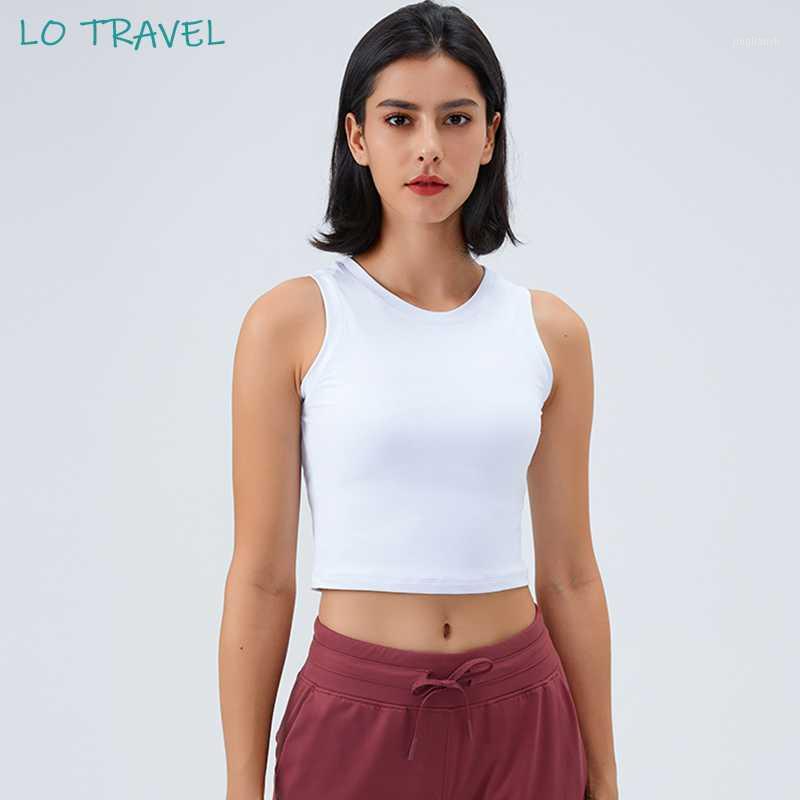 

LOTRAVEL 2020 Women FULL COVERAGE Sport Fitness Running Crop Tank Tops Four-ways Stretchy Gym Workout Sports Yoga Vest Top1, White