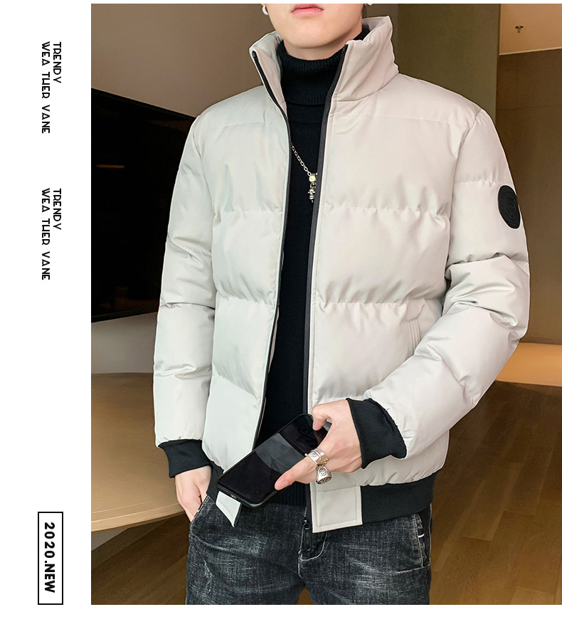 

Khaki The New Men'S Clothing Han Edition Tide Brief Paragraph Cotton-Padded Jacket Thickening Cotton-Padded Clothes Down Cotton-Padded Jacke