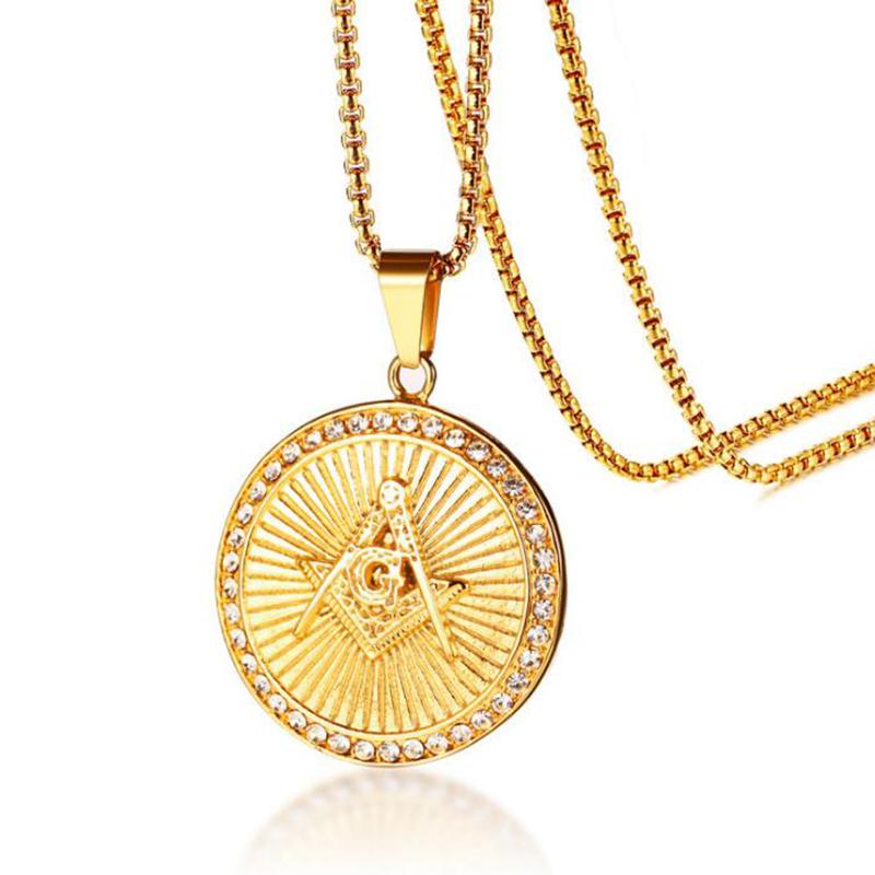 

Masonic Necklace Gold Color Stainless Steel Pendant Faith Necklace for Men New FreeMason Jewelry
