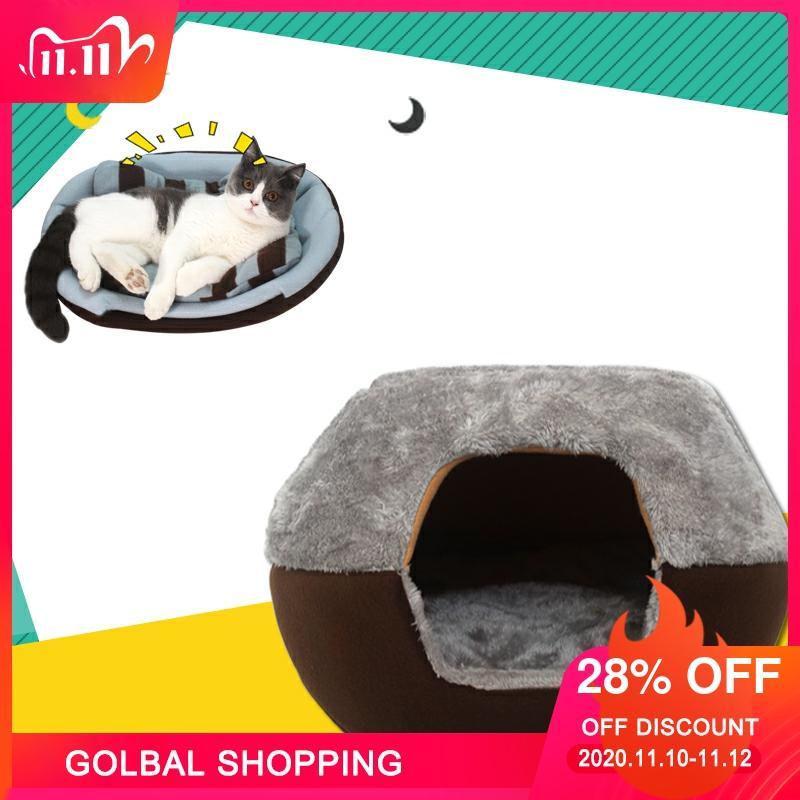 

Cat Bed Cat Sleeping Bag Comfortable Sofas Mat 1 House Two Uses Kennel Nest Cushion Dog House Short Plush Small Pet Products