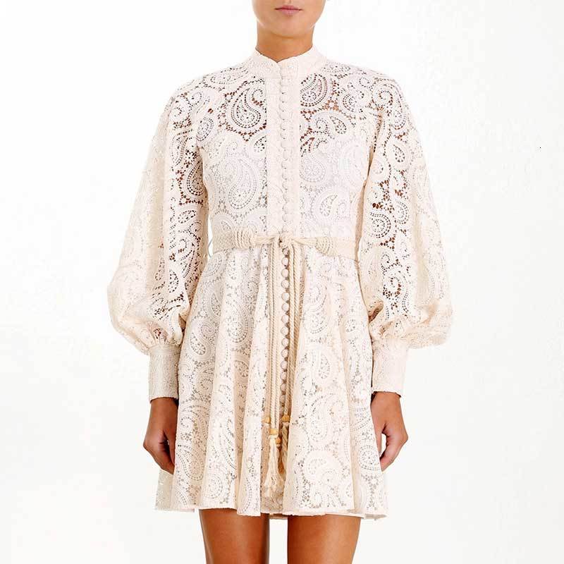 

Paisley Lasso Dressed As Woman Long Crochet Dapper Mini Party Buttons Autumn Ladies 2021 Runway Design Fnp3, Beige
