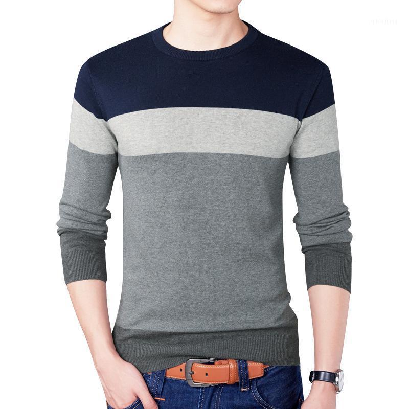 

2020 New utumn rand Mens Casual Sweater Fashion O-Neck Striped Slim Fit Knitting Men Sweaters Pullovers -4XL F151081, 15108