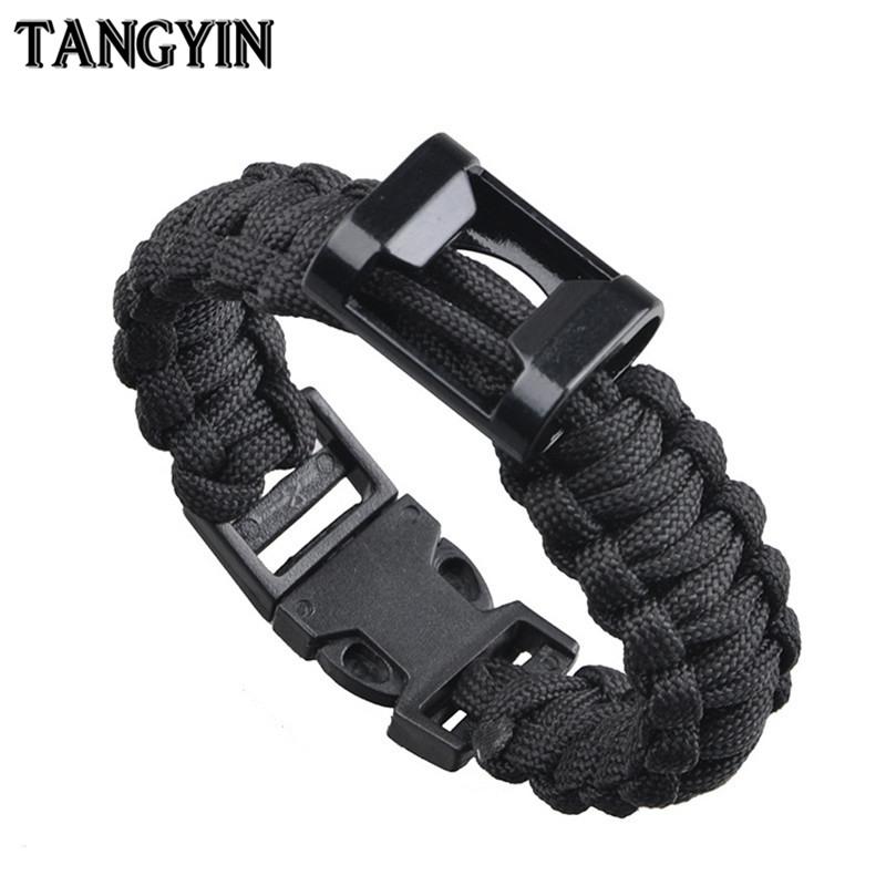 

TANGYIN New Outdoor Men Bracelet Black Army Green Seven-core Umbrella Rope Multi-function Opener Bracelet Gift