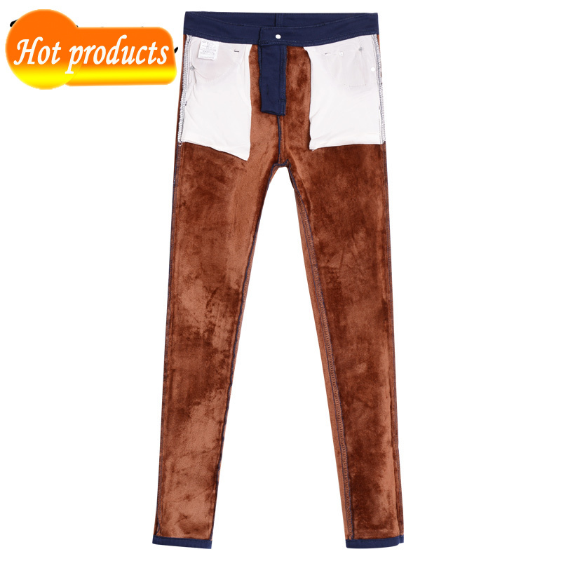 

Casual women's black velvet hot formal thick elastic thin size long winter pants stretching clothes Y1ES, Navy blue