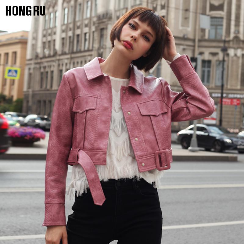 

Women Faux Soft Leather Jacket Snakeskin Black Punk Short Jacket Coats Female Rivet Zipper Turn-down Collar Outerwear