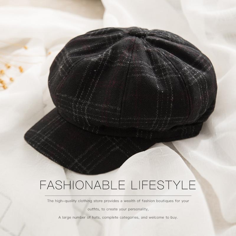 

Peaked cap, beret, autumn and winter Korean version of the British octagonal cap tide Japanese painter cap casual all-match hat1