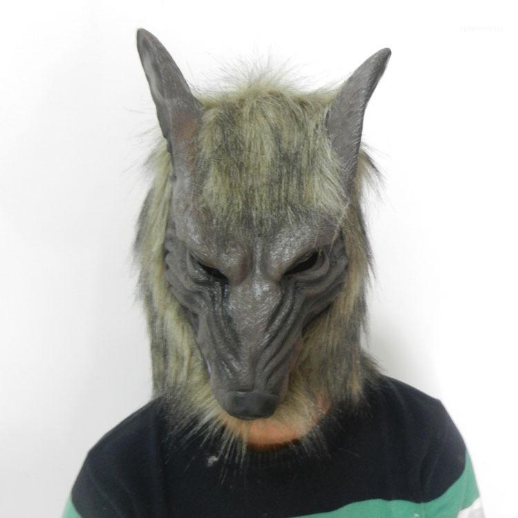 

New Halloween Creepy Animal Full Head Grey Werewolf Wolf Mask1