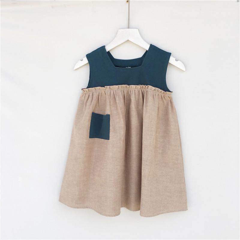 

2020 Dress New Style Summer Girl Kids' Waistcoat Mixed Colors Loose Dress1, Green