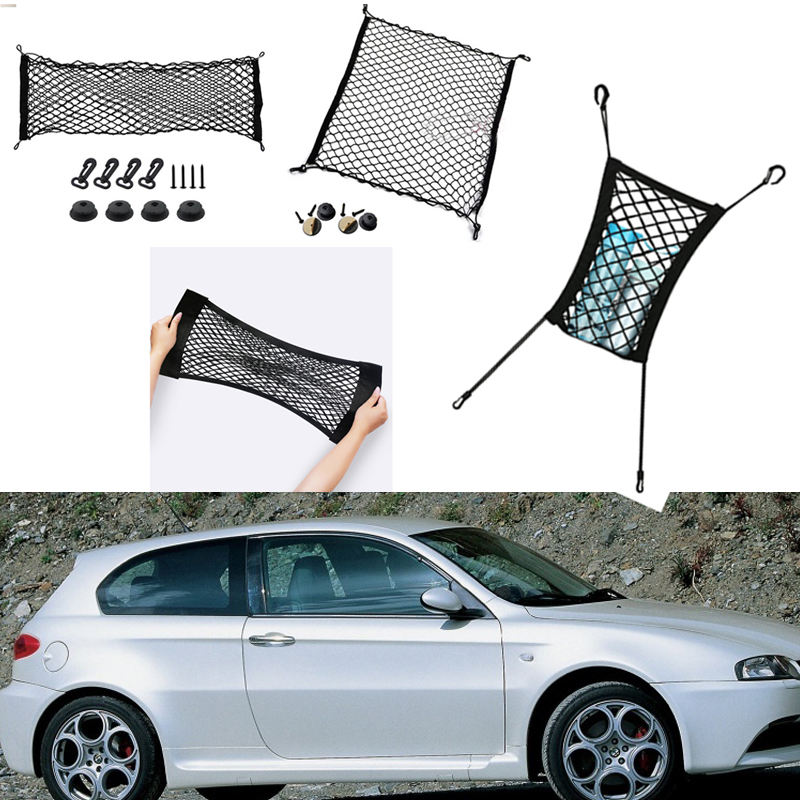 

For Alfa Romeo ALFA 147 Car Auto Black Rear Trunk Cargo Baggage Organizer Storage Nylon Plain Vertical Seat Net