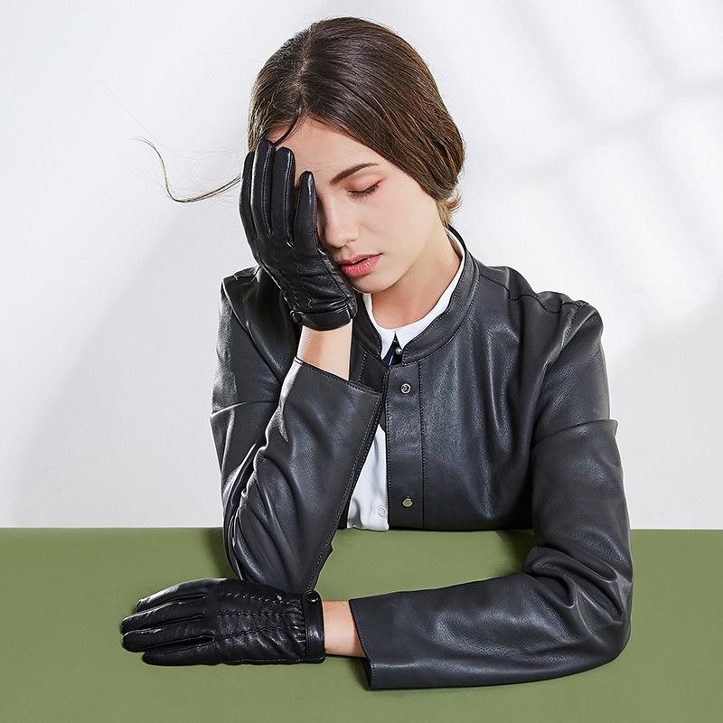 

Autumn and winter ladies leather gloves couple thin touch screen warm gloves riding plus velvet thick cold winter Christmas gift