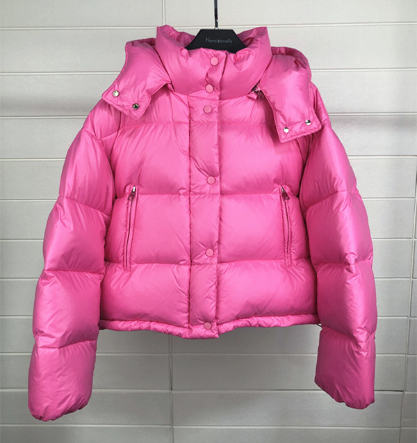 

Super thick winter fluffy hot duck natural women's jackets turtleneck high with hood down parkas adjustment cold weather, Pink