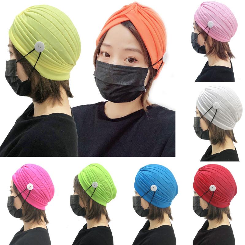 

With Buttons Hat Face Holder Wearing Protect Ears Head Wrap Hat Protect Ears Head Wrap sombrero Wearing Button Face Holder, Orange