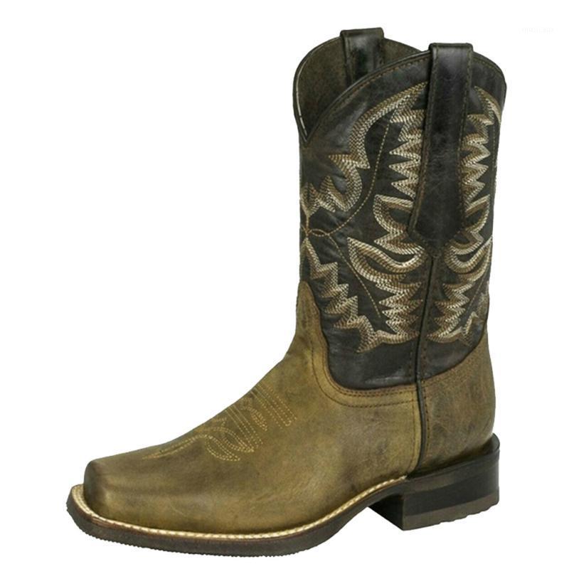 Sagace Cowboy Bottes Femmes chaussures automne Hiver Bottes en cuir mode bout carré sans lacet dames chaussures Bottes Femmes Hiversagace Co1