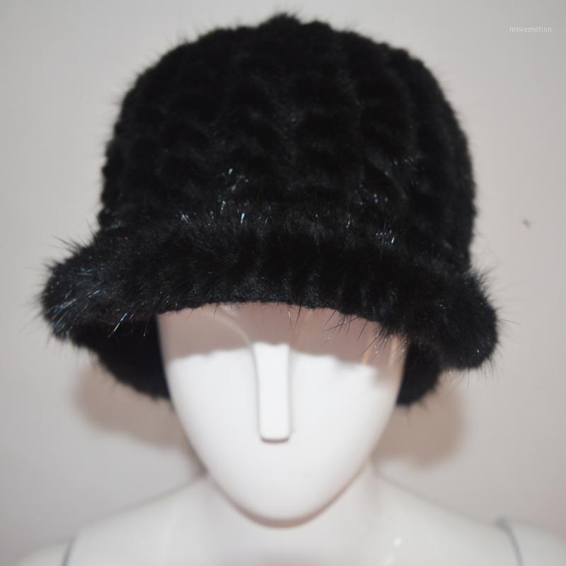 

AU925 Winter Woman Hats Natural Real Fur Knitted Cap Fashionable Fluffy Ladies Genuine Fur Beanie Female Black Caps1