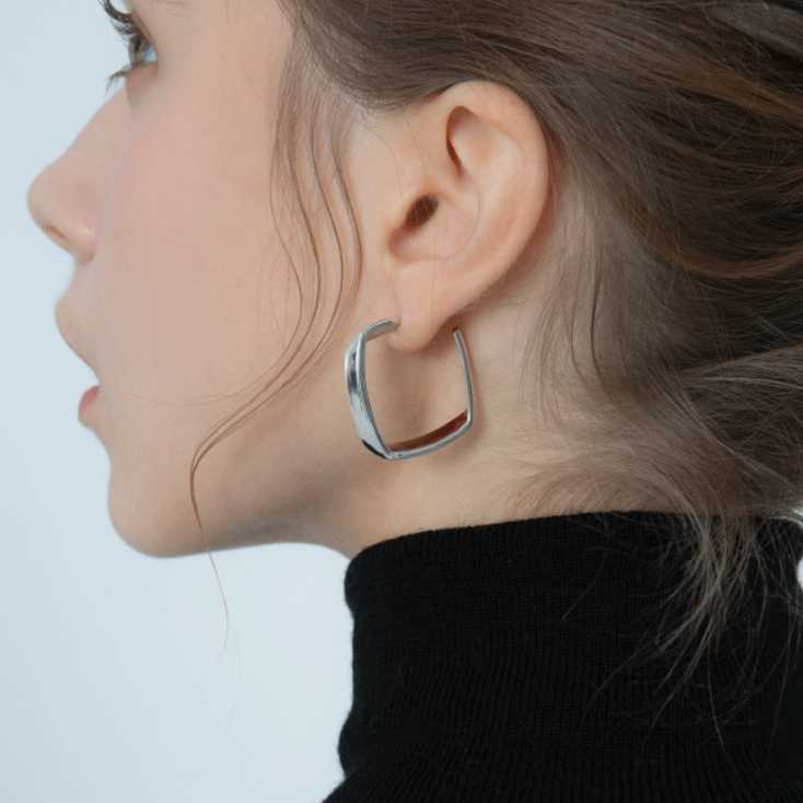 

Geometric Square Big Earrings For Women Simple Design Gold Silver Color Ear Ring Jewellery Ladies Gifts
