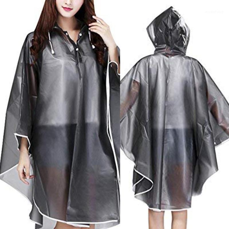 

New Women Packable Clear Hooded Raincoat EVA Lightweight Outdoor Rain Cape Poncho1