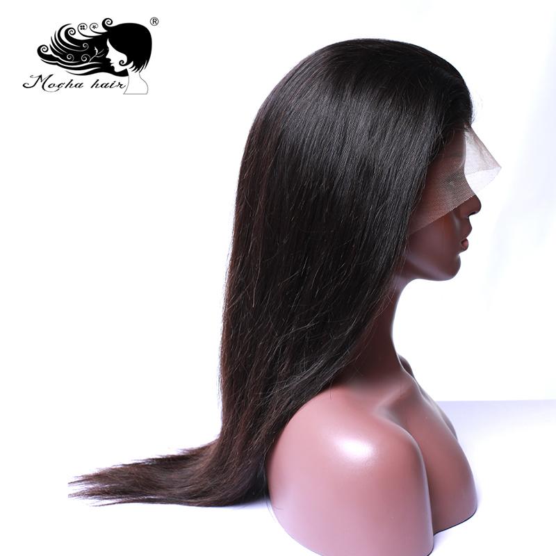 

Natural Hairline with Baby Straight Brazilian Remy Mocha Hair Human Hair Lace Front Wigs Pre Plucked, Natural color