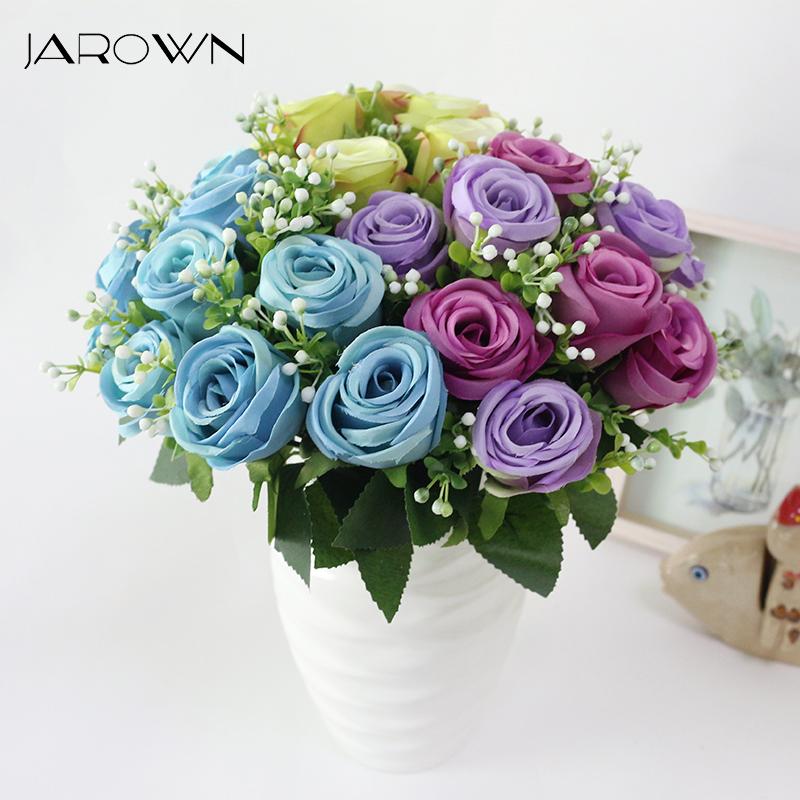 

JAROWN Artificial 10 Heads Rose Flower Bouquet Simulation Silk Fake Flowers Valentines Day Bouquet Wedding Decoration Home Decor, White