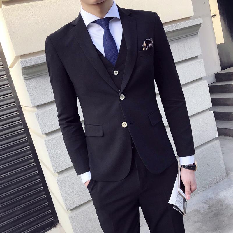 

Formal Office Business Working Men Suits Bespoke Black/White Blazer Gentlemen WeddingTuxedos(Jacket+Pant+Vest+Handkerchiefs+Tie, Red
