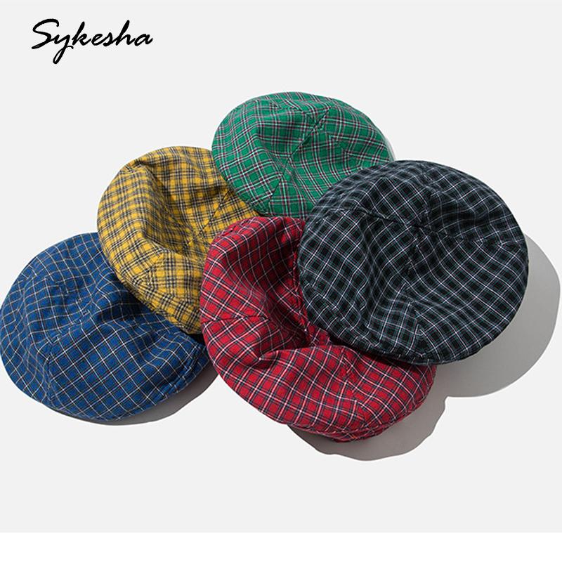 

Hot New Holiday Summer Plaid Beret Female Blue Retro Soft Sister Painter Hat Korean Chic Summer Spring Octagonal Hat, Black