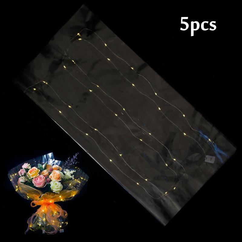 

5PCS Flower Wrapping Paper Cellophane 3 Modes LED Luminous Floral Gift Packaging Material Wedding Decoration Bouquet Supplies
