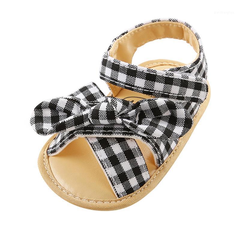 

KANCOOLD Girls Baby Cross Plaid Bow Strap Sandals Newborn Cotton Soft Sole Anti-slip Hook & Loop Toddler Shoes1, Black