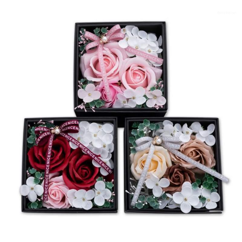 

New Artificial Flowers Rose Bouquet Soap Flower Gift Box Romantic Flower Storage Organizer For Party Wedding Decor1
